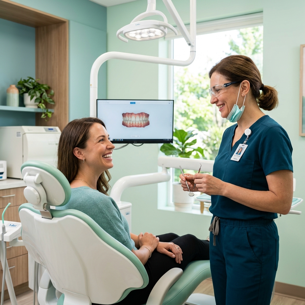 Paciente sonriendo en Clínica Dental